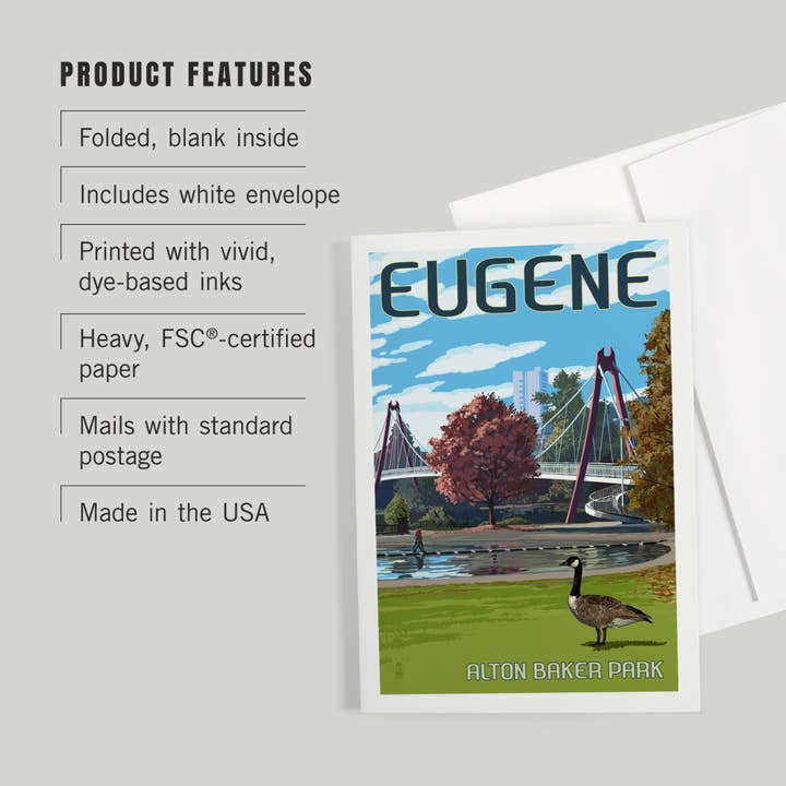 Lantern Press - Wholesale Everyday Greeting Card - GREETING CARD Eugene, Oregon, Cityscape2