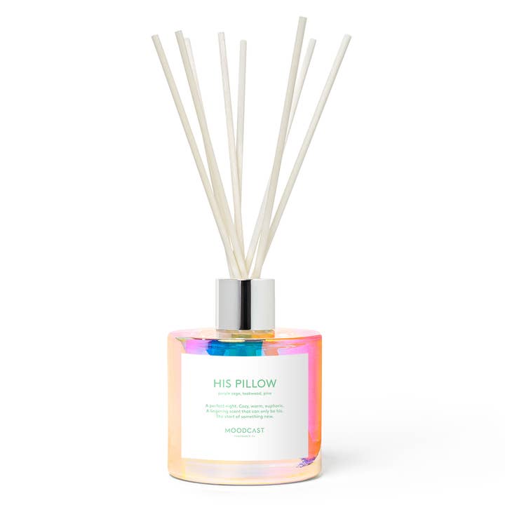 Moodcast Fragrance Co. – wholesale Reed diffuser – Reed Diffuser - Vibes - His Pillow - 3.4 oz Glass Jar0