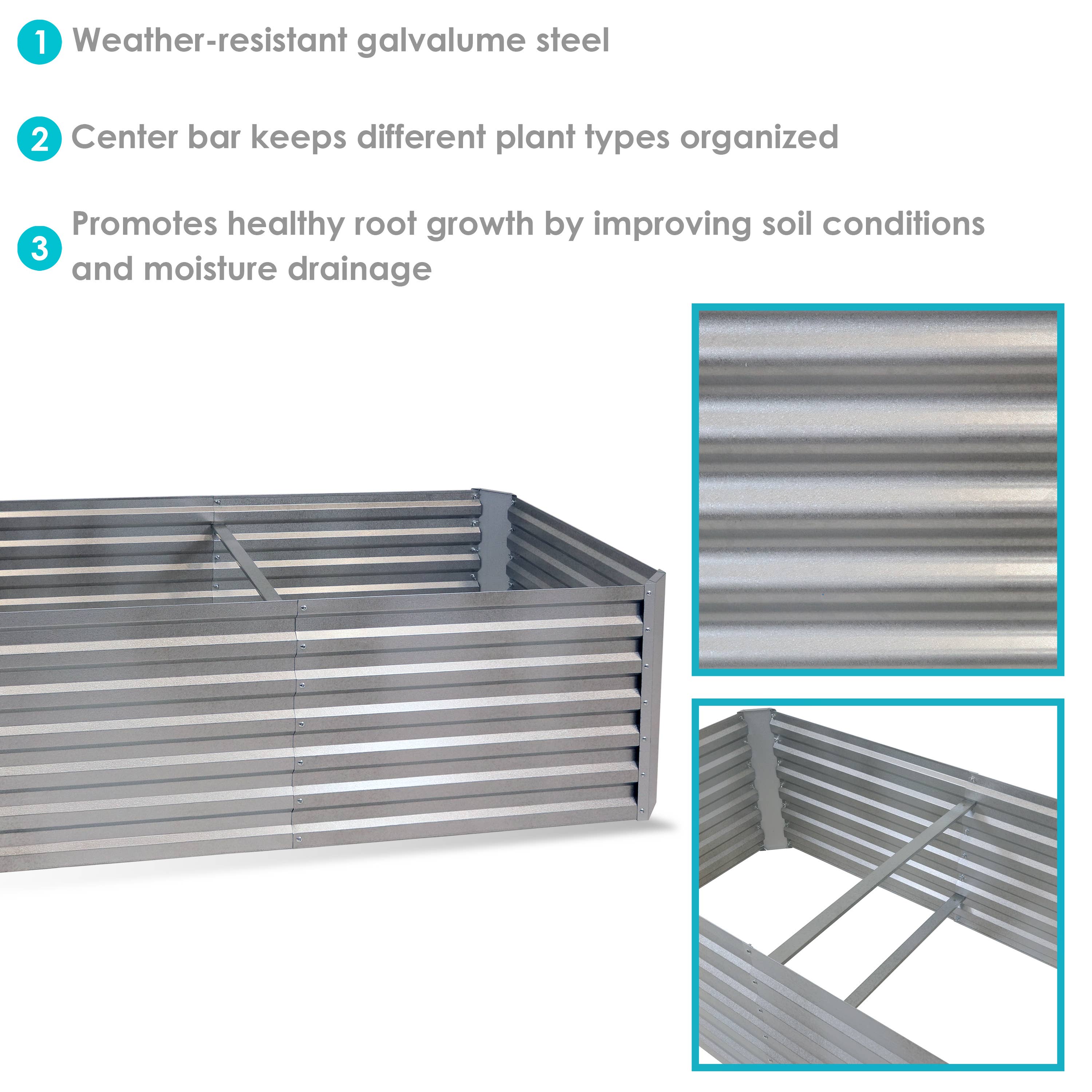 Sunnydaze Decor - Wholesale Planter Box - Galvalume Steel Rectangle Raised Garden Bed - Silver - 71 in2