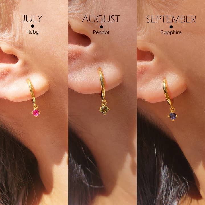 HolyBang Jewels - Wholesale Dangle Earrings - ROUND CUT BIRTHSTONE DANGLE HOOP EARRINGS - E-H60353