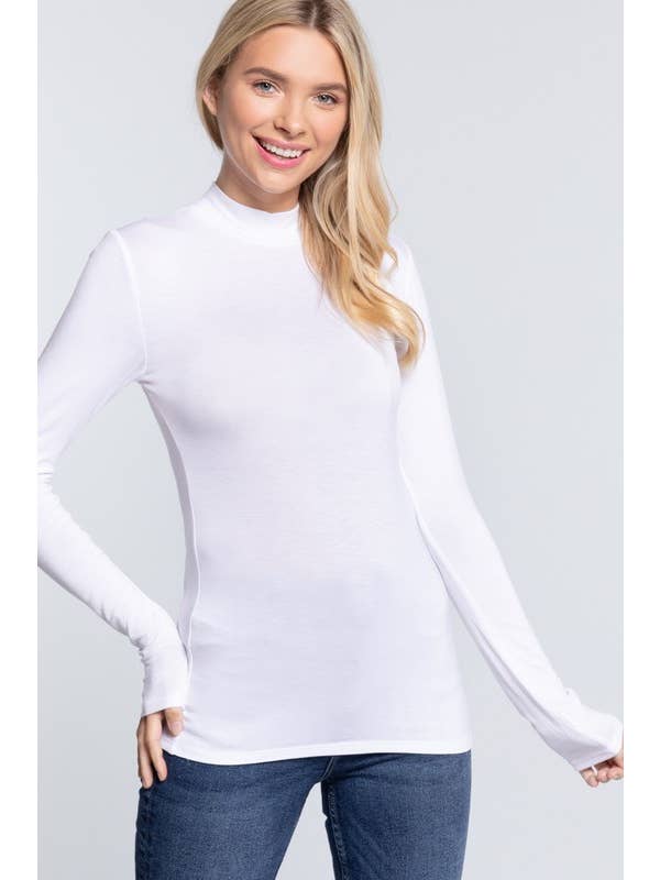 Active Basic | Active USA - Wholesale Knit Top - Women's - Long Sleeve Mock Neck Rayon Spandex Jersey Top8
