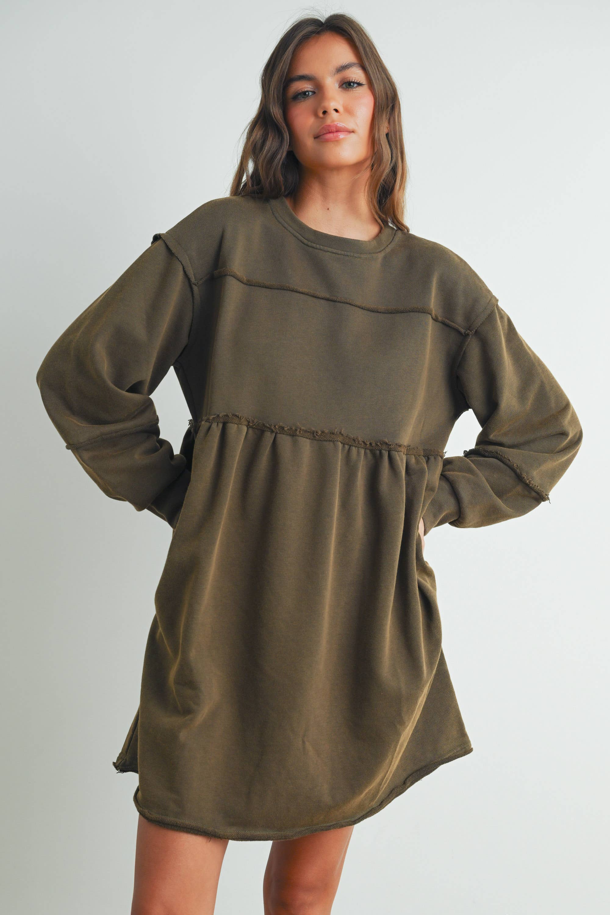 BUTTERMELON – wholesale Dress – Women's – Fall Full Sleeve Winter Mini Dress - BMD75071