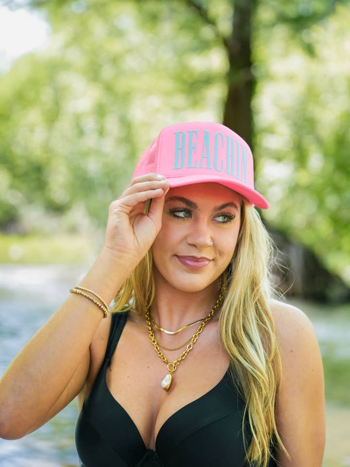 BEACHIN' TRUCKER HAT | CANVAS CAP for wholesale by Summer Tees