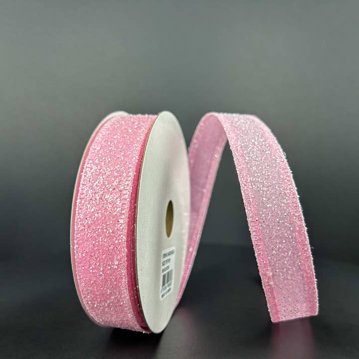 7/8"X10Y Lys Pink Candy Glitrende Satinbånd 46420-05-03 for engroshandel hos Trendy tree