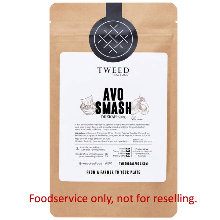 Avo Smash Dukkah 500 Grams satchel for wholesale by Tweed Real Food