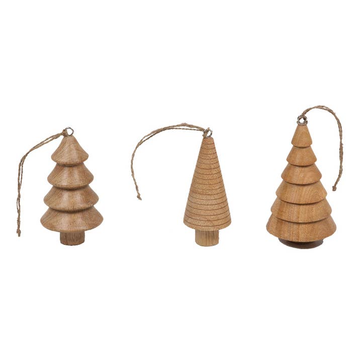 5" Wooden Tree Christmas Ornaments for wholesale by CG Hunter