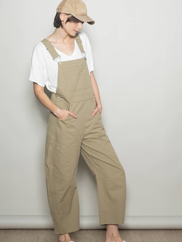Elloh Collection - Wholesale Overalls - Women's - Relaxed Fit Barrel Leg Cotton Overall w Adjustable Straps10
