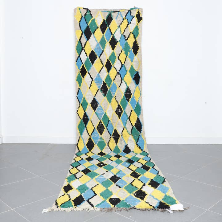 Colorful Diamond Pattern Moroccan Kilim Runner Rug for wholesale by MUSMUSRUGS