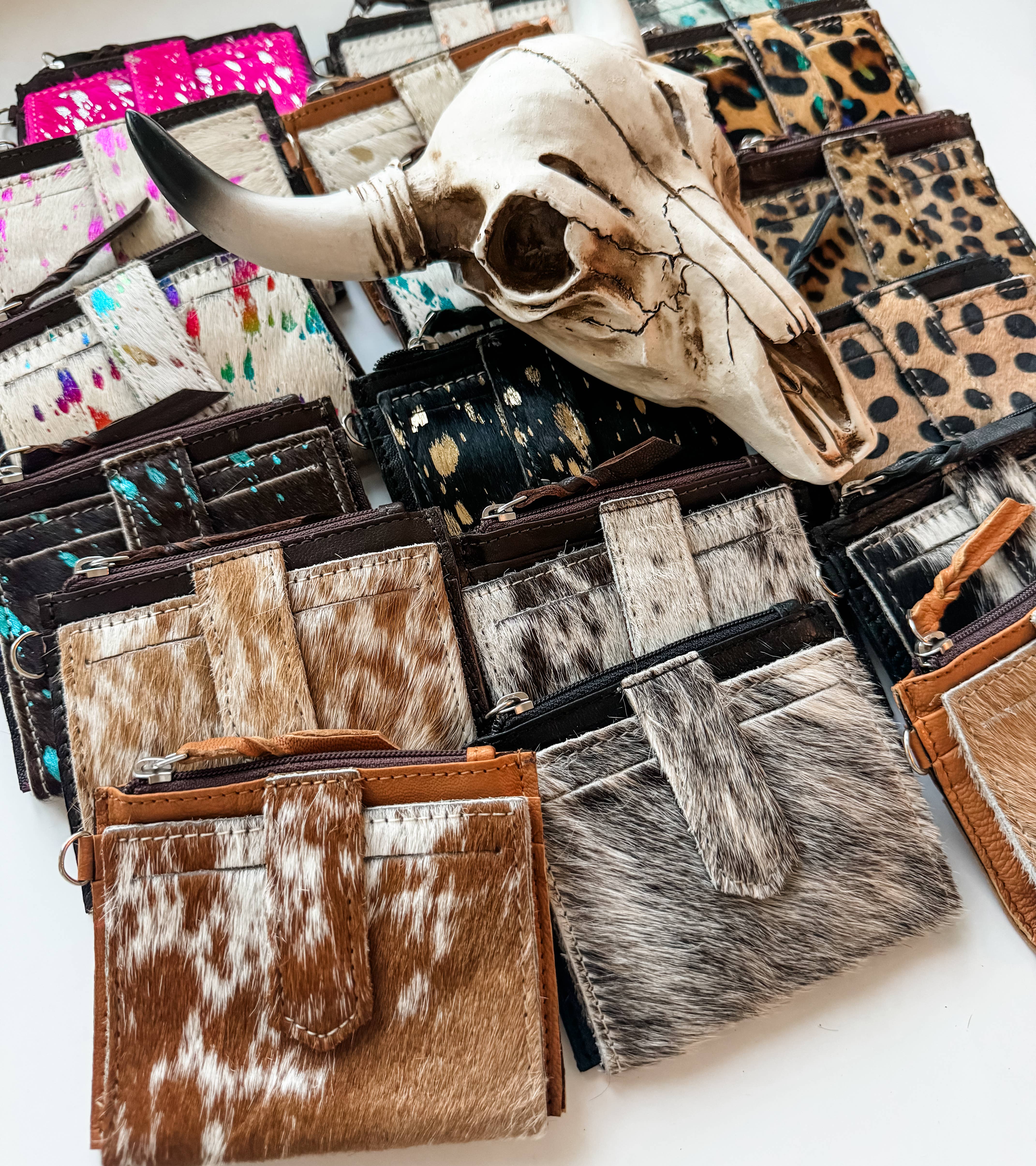 Boho Ranch Shop - Wholesale Wristlet - Dakota Wristlet Wallet - Western Cowhide Leather Credit Card11