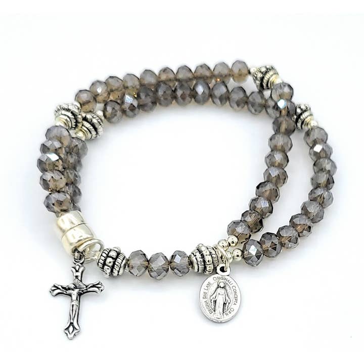 Smoke Crystal Wrist Rosary for wholesale by MG Rosary