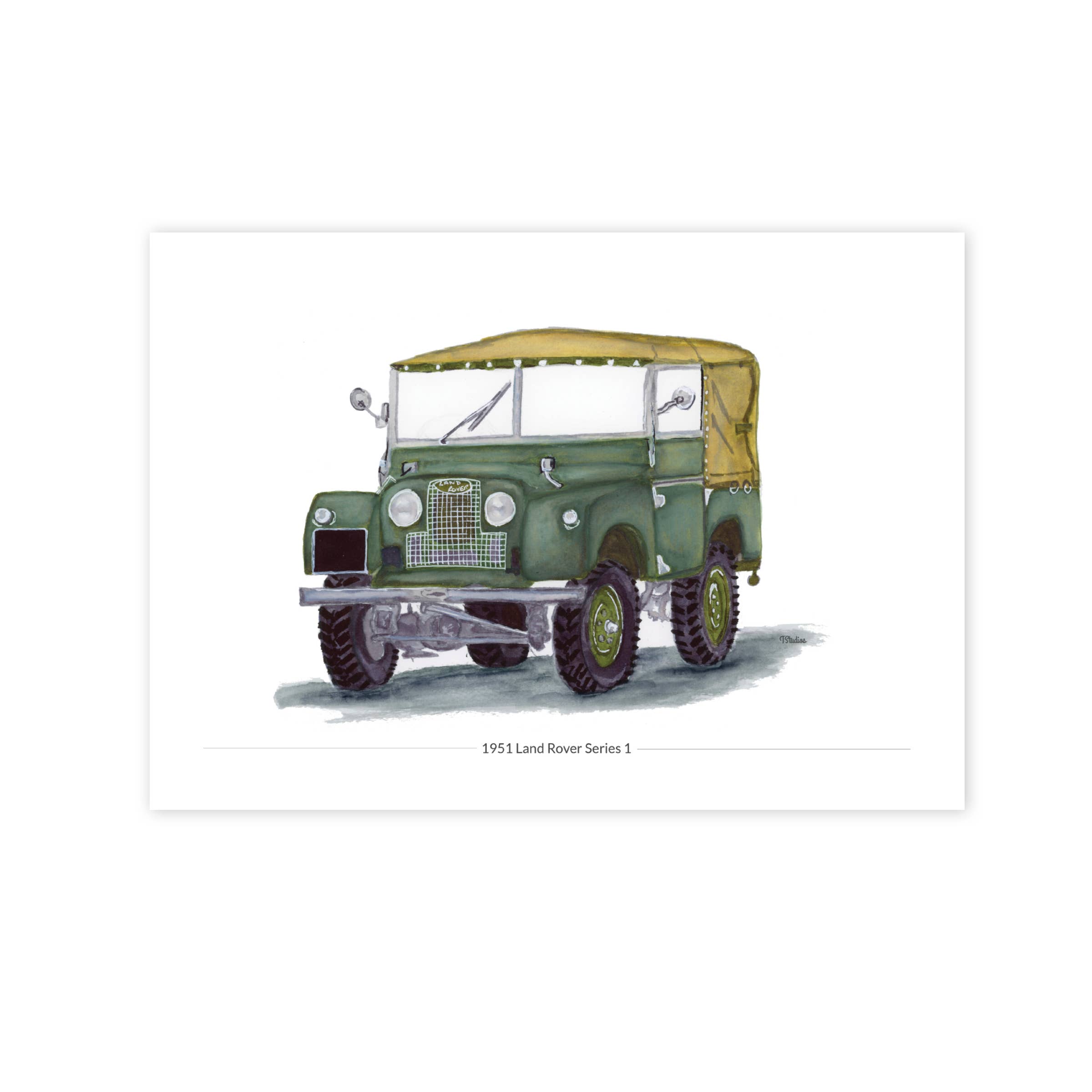 Typhoon Studios - Wholesale Art Print - Land Rover Series 1 Hand Drawn Illustration Giclée Print0