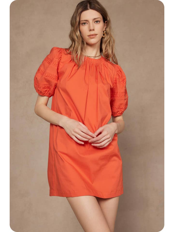 Strut & Bolt - Wholesale Dress - Women's - Reverse Pintuck Puff Sleeve Mini Dress15