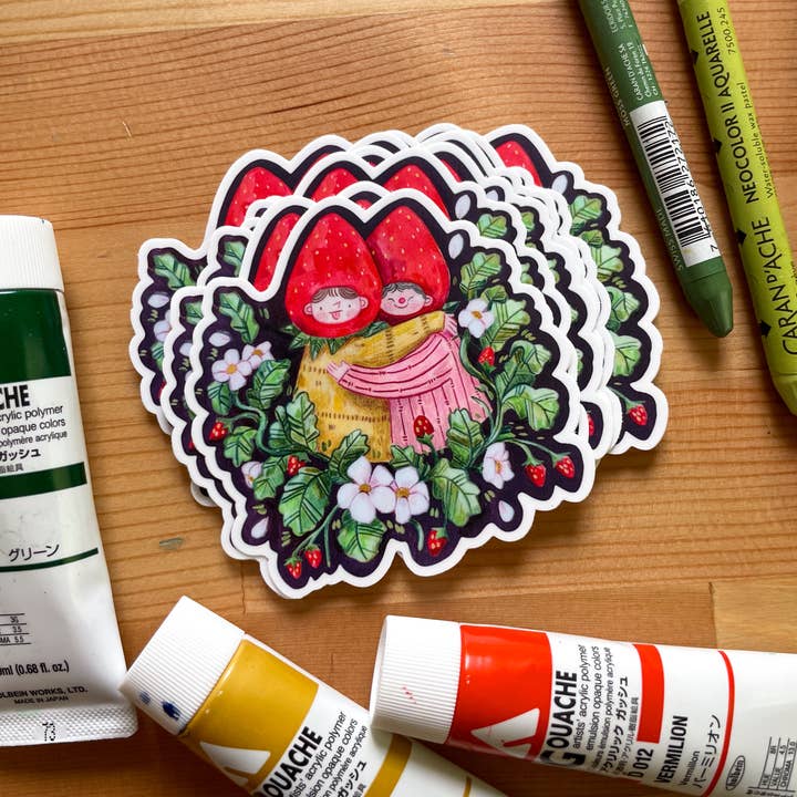 Leah Bees Creations - Wholesale Sticker - Strawberry Buddies — Vinyl Sticker1