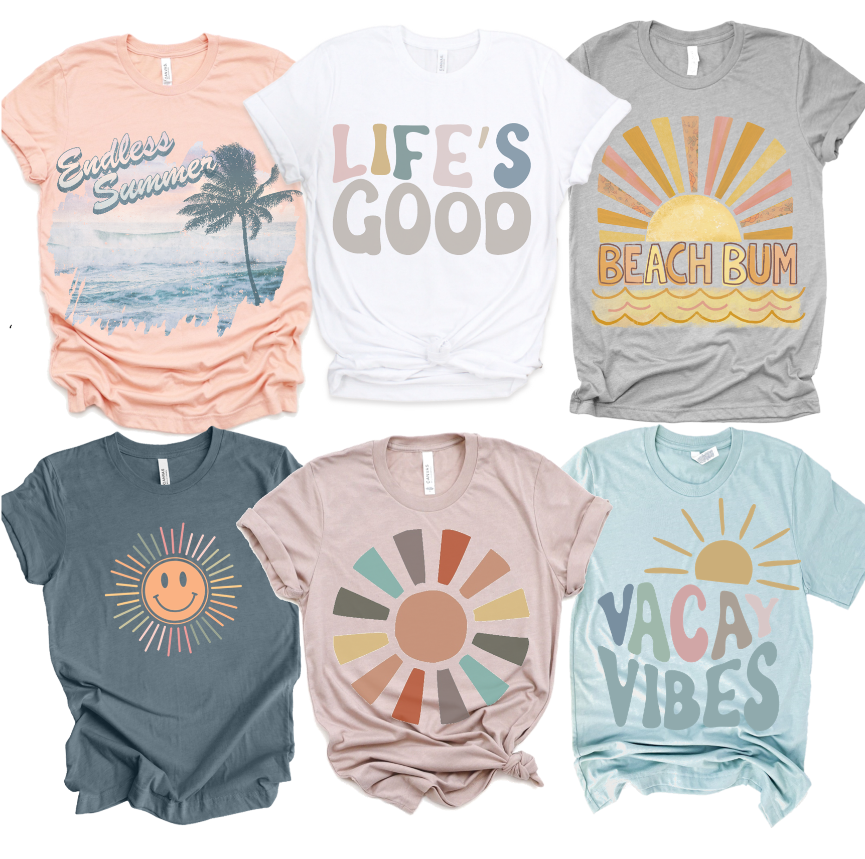 Par.tees by Party On! - Wholesale Screen Printed T-Shirt - Women's - Summer vibes Sunshine Vintage Endless Sun Smiley Graphic Tee1