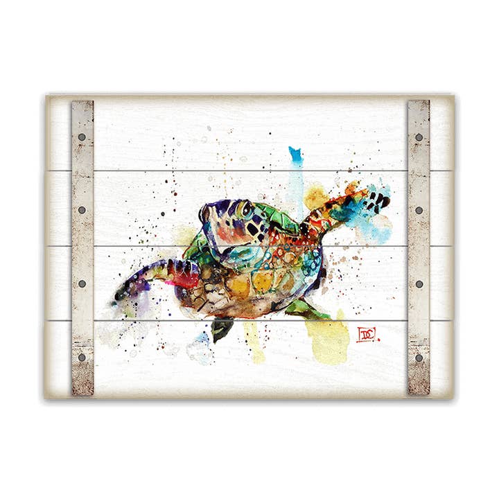 Tortue de mer - Art mural en planches de bois pour la vente par Old Wood Signs