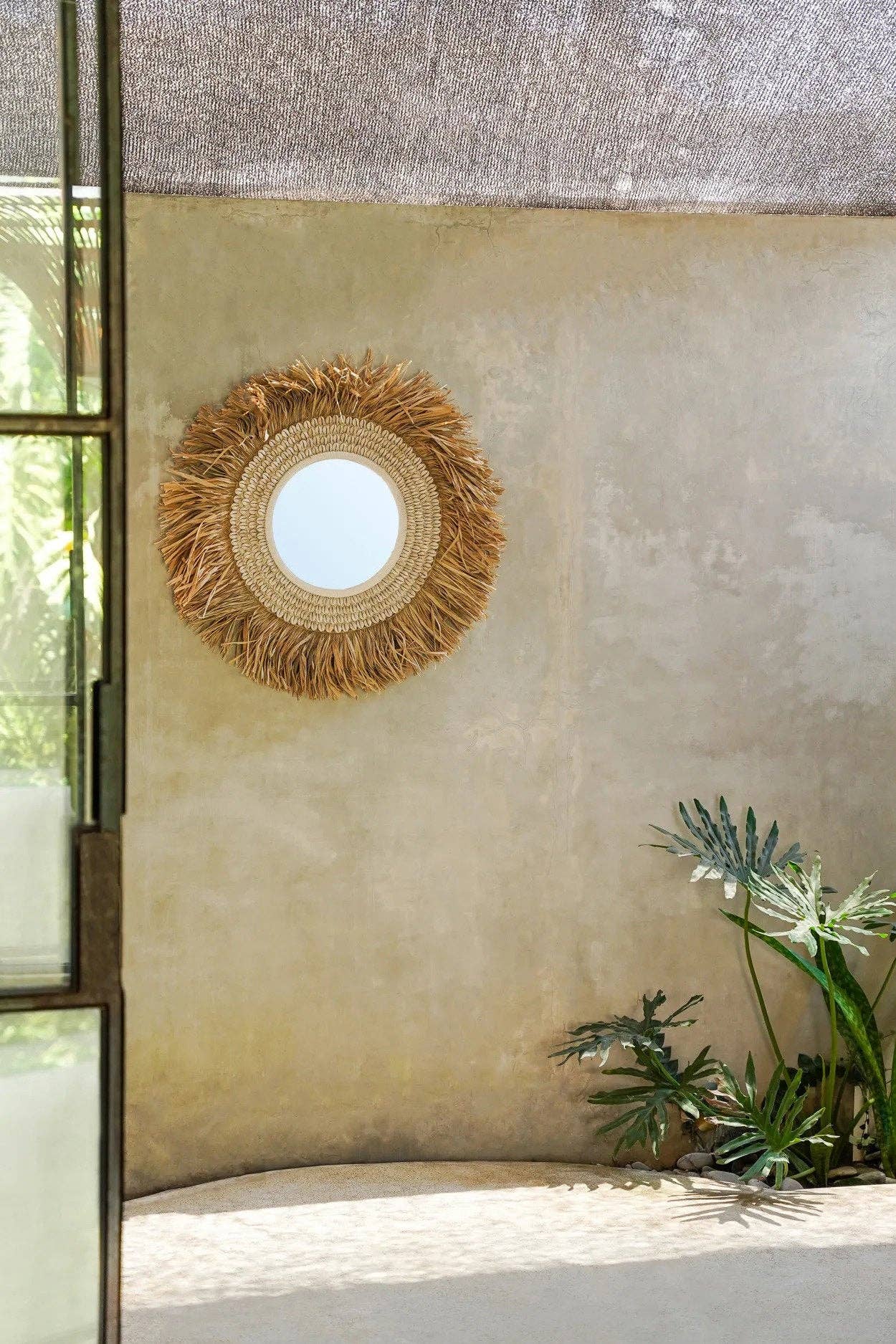 Bazar Bizar Living - Venta al por mayor Espejos de pared - Espejo The Raffia Cowrie - Blanco Natural4