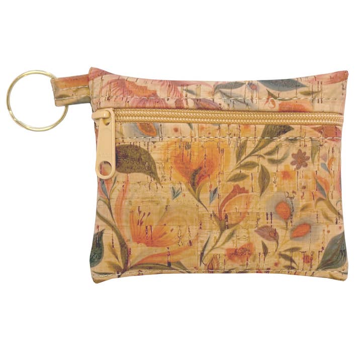 Cork Zipper Pouch with Key Ring | Hearts in Bloom Print for wholesale by Natalie Therese