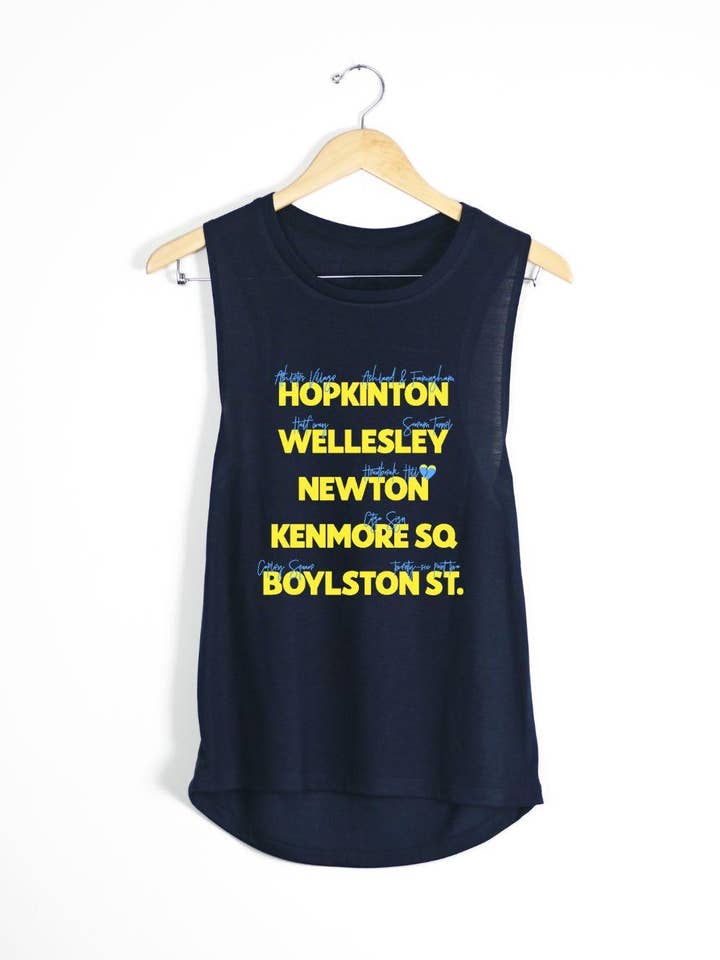 Boston Neighborhood Raceday Muscle Tank for wholesale by Sarah Marie Running Co