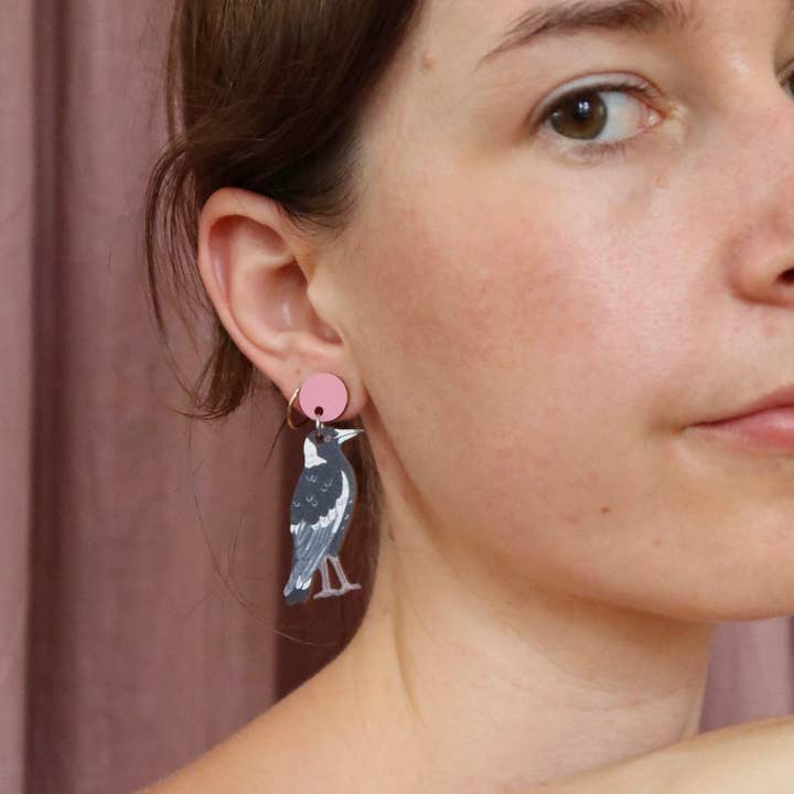 Pixie Nut & Co. - Wholesale Dangle earrings - Magpie Australian Bird Earrings2