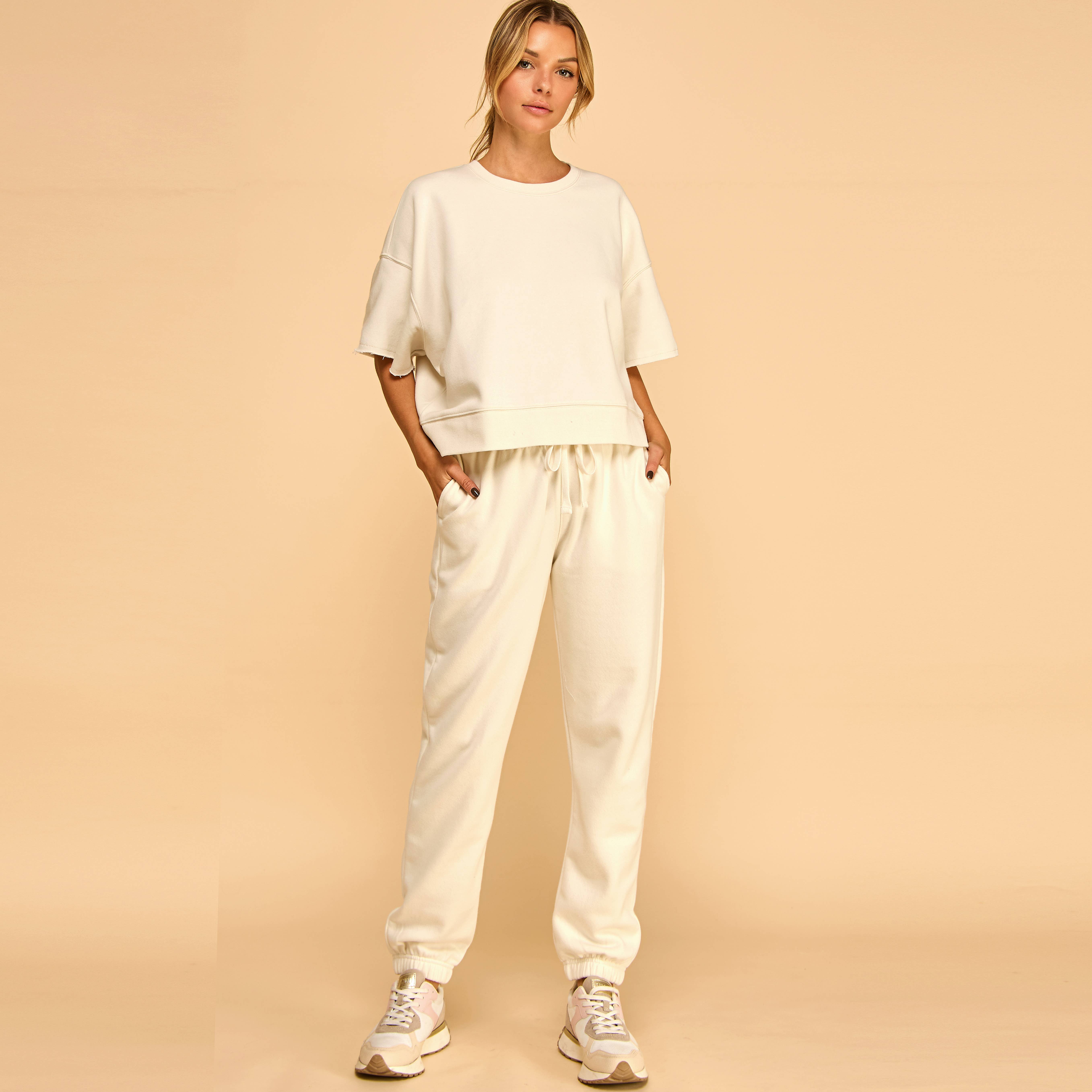 FREEZIA - Wholesale Sweatshirt - Women's - SUPER SOFT SHORT SLEEVE SWEATSHIRT IN FRENCH TERRY-FZ0009-D111