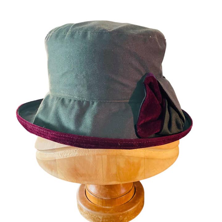 Peak & Brim Hats – Chapéu cloche - Mulher por atacado – Chapéu Chuva Encerado Barbour Verde & Borgonha Zara, Outono, Inverno3
