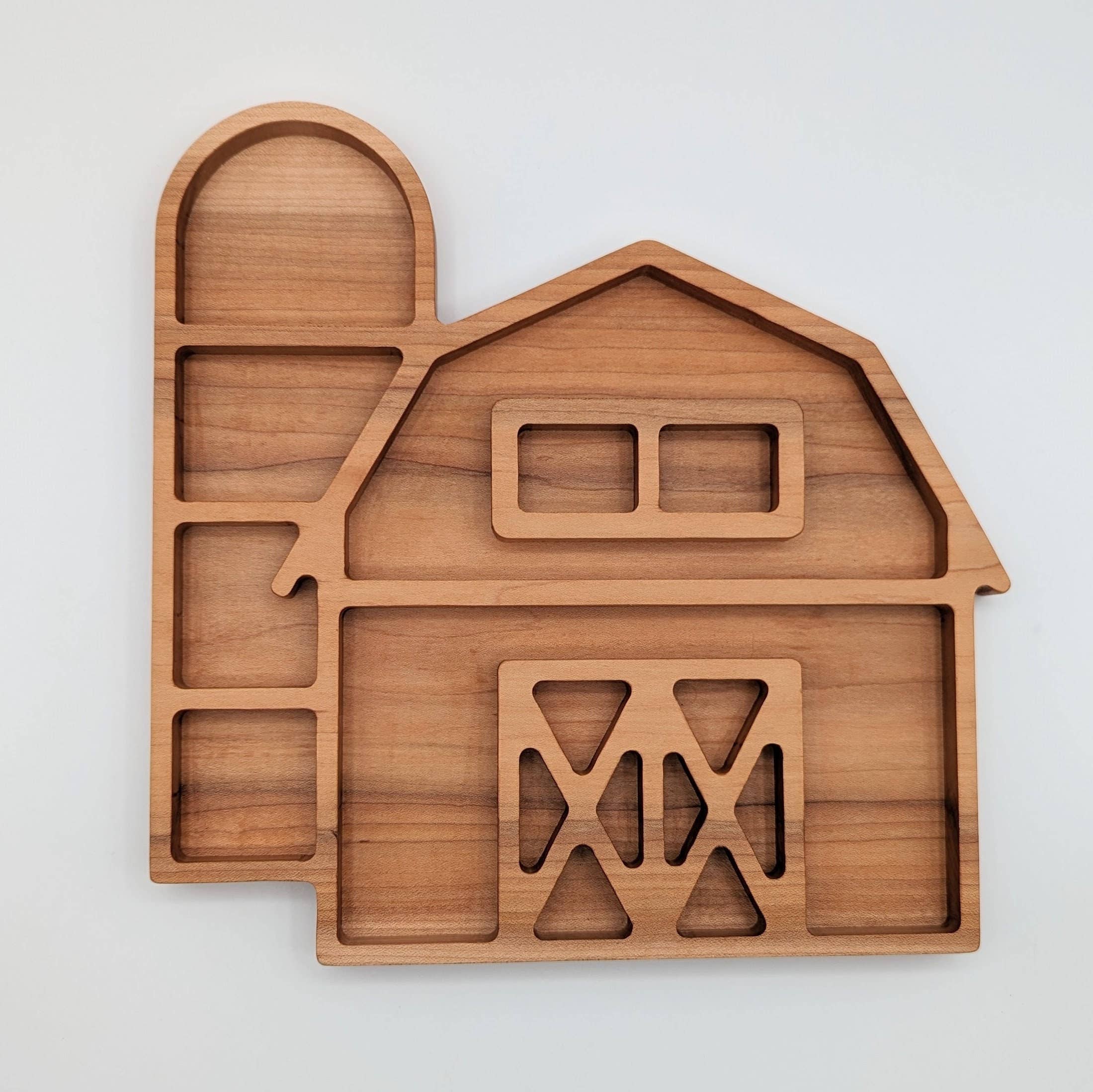 Carved Together Co – Brinquedo de madeira - Crianças por atacado – Bandeja Sensorial Fazenda - Grande4