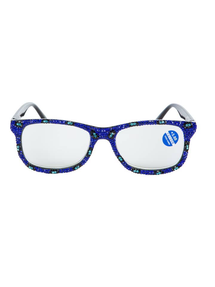 Håndlavede dyretrykte Rhinestone-læsere G0351-BL for engroshandel hos Ole