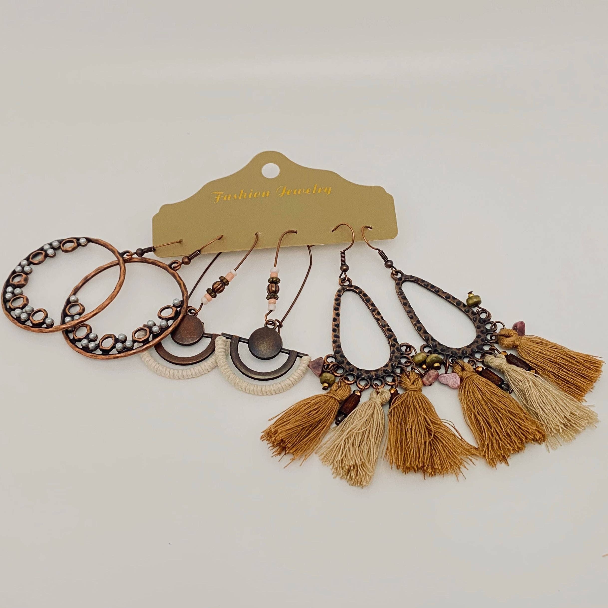 Mio Queena – wholesale Jewellery set – 3Pairs/set Boho Earrings in Different Styles - BJ33