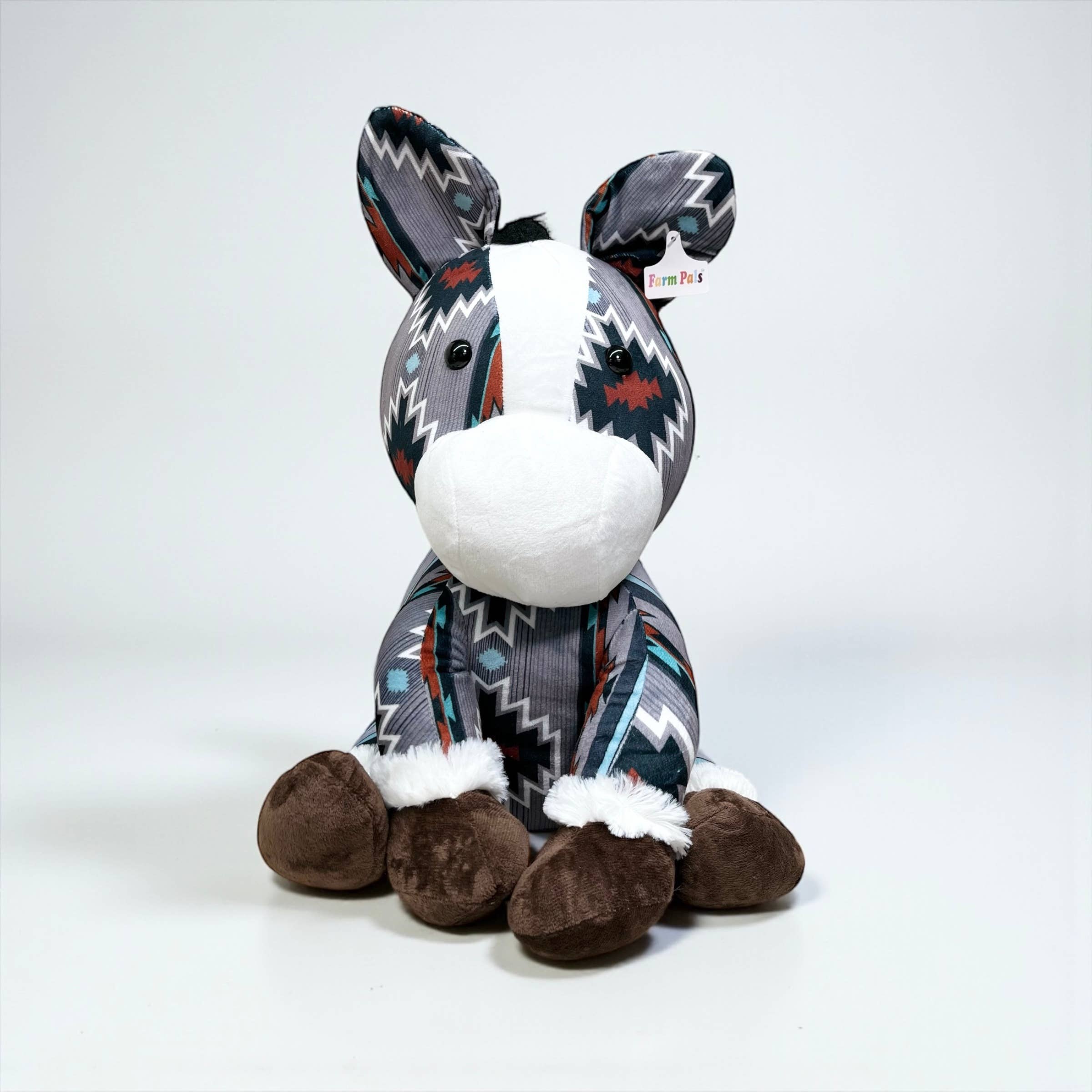 Western Linens - Wholesale Stuffed/Plush Toy - Kids & Baby - Large farm pal - gray Aztec horse