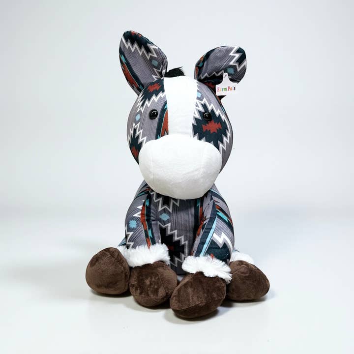 Western Linens - Wholesale Stuffed/Plush Toy - Kids & Baby - Large farm pal - gray Aztec horse 0