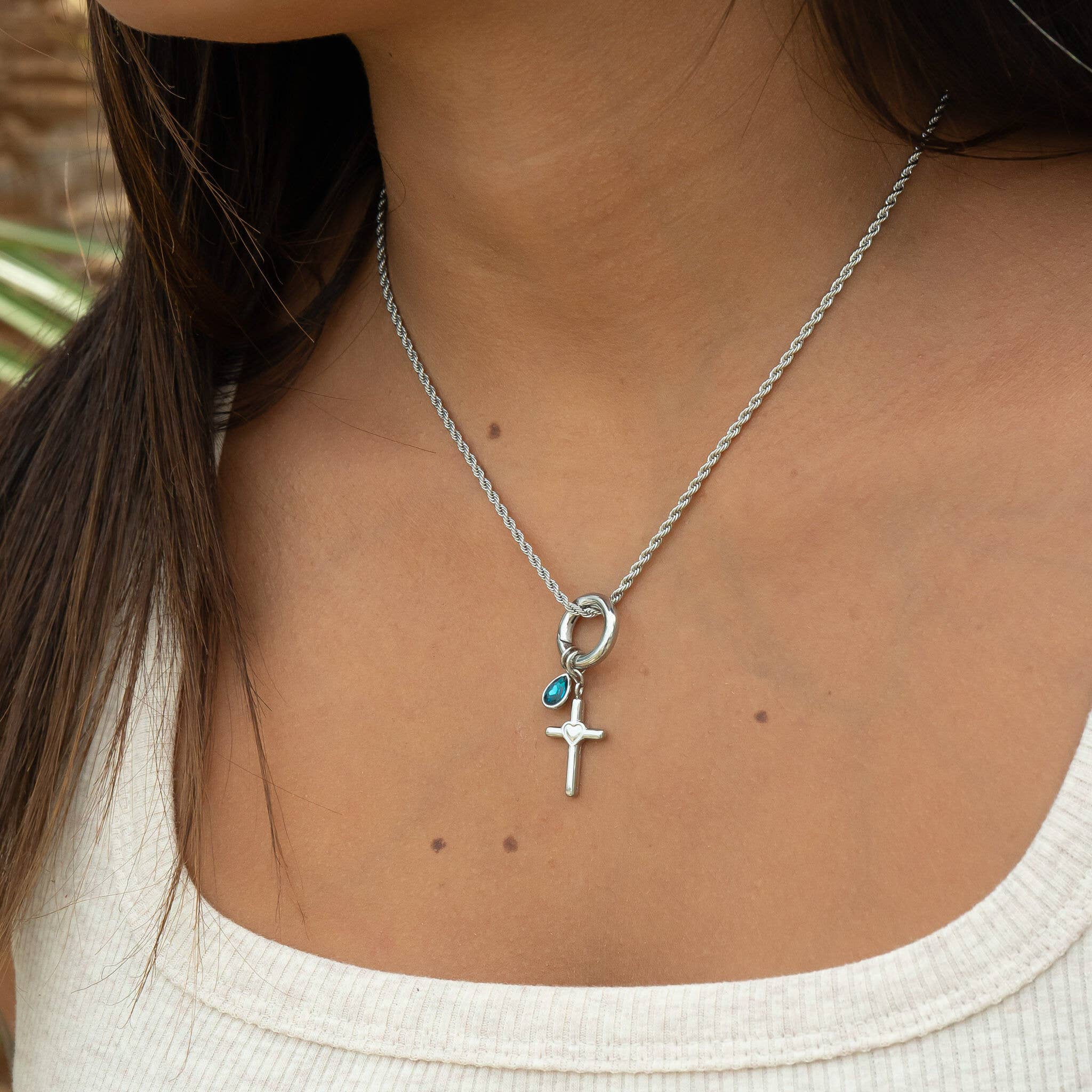 WJW - Wholesale Individual Charm/Pendant - 18K Gold PVD Stainless Steel Heart in Cross Charm4