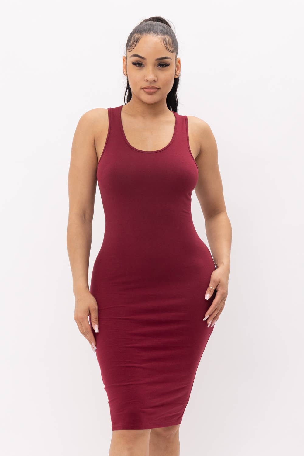 Julia by LoveJ - Wholesale Dress - Women's - Cotton Spandex Solid Sleeveless Tank Bodycon Midi Dress22