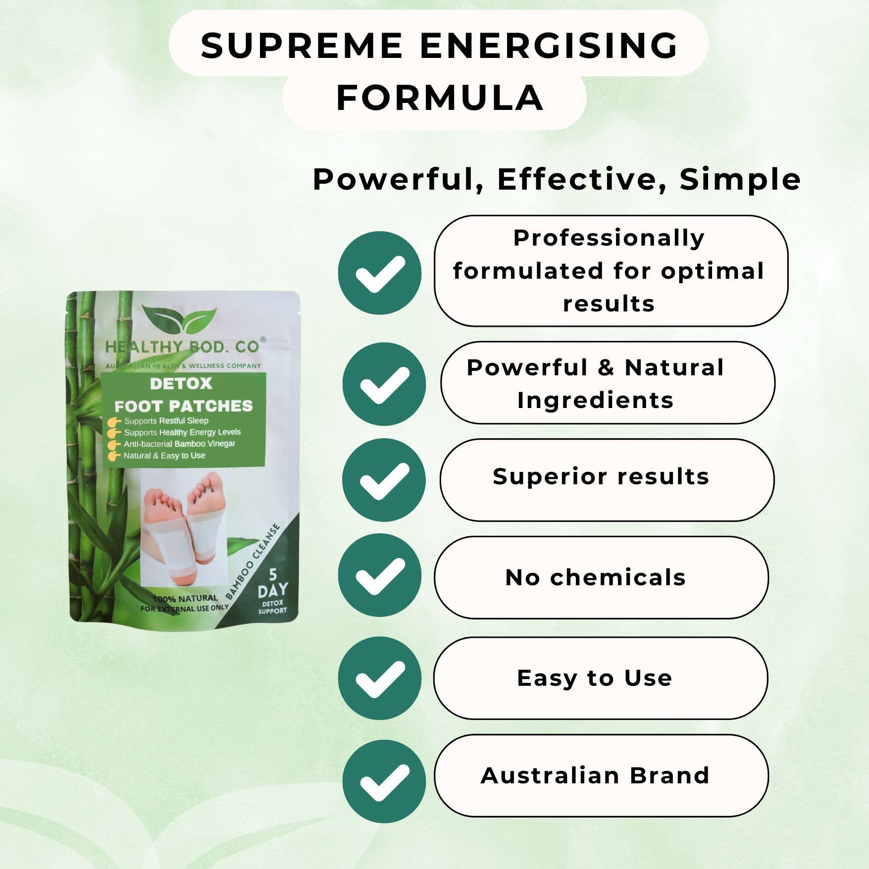 Healthy Bod Co - Wholesale Foot Mask - 5 Day Bamboo Detox Foot Patches - Healthy Bod. Co - AU Brand8