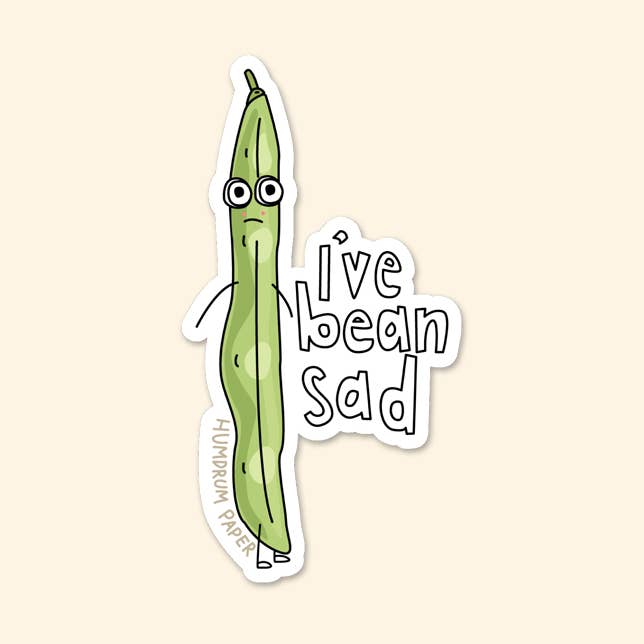 I’ve Bean Sad Sticker for wholesale by Humdrum Paper