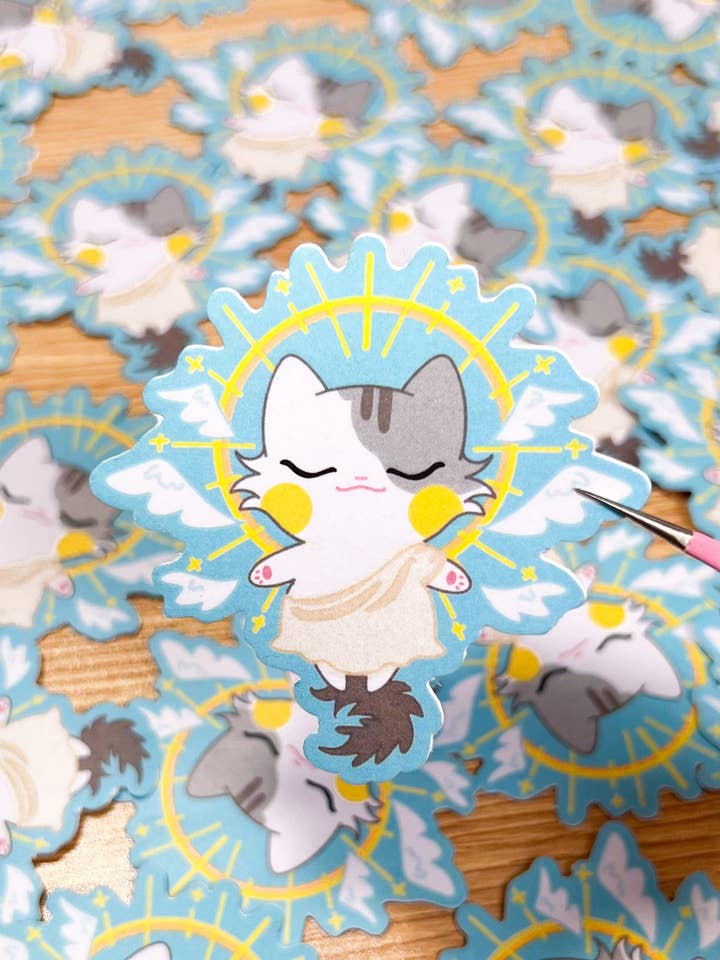 Adesivo ArtVinyl | Kitty God | 3 polegadas | Impermeável e Resistente ao Desaparecimento | por atacado de MikouArt
