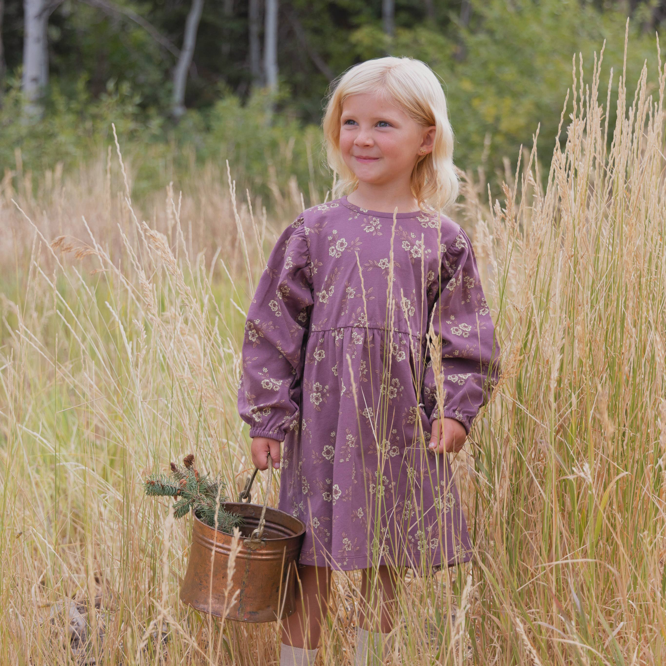 City Mouse Studio - Vendita all'ingrosso Vestito - Bambini - Abito a maniche a sbuffo - Fiori di orchidea1