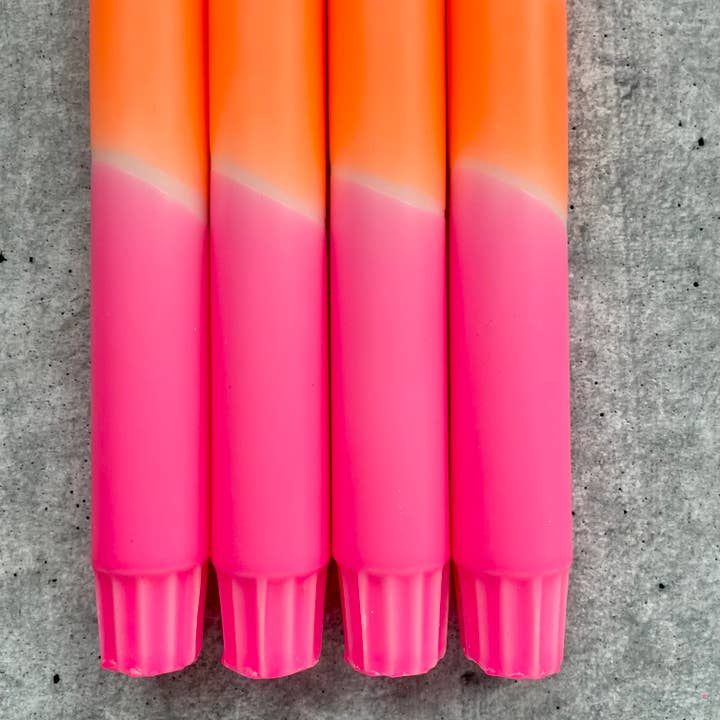 Wolkenreich - Wholesale Tapered Candle/Candlestick - Dip dye candles | neon pink-neon orange | set of 42