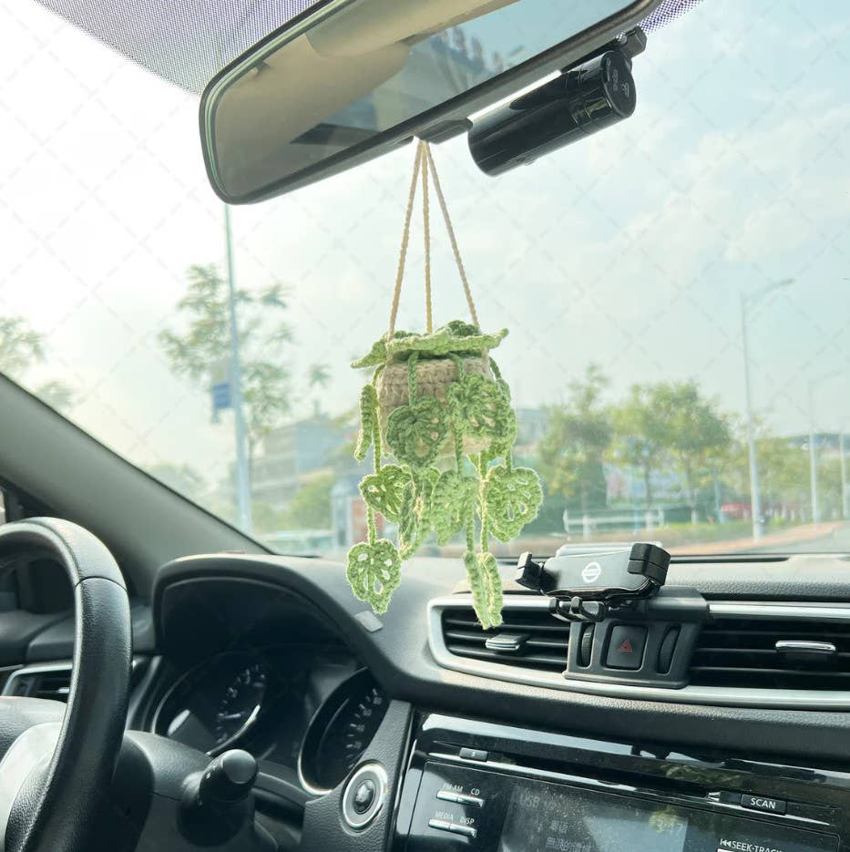 TOMOPOD LLC – wholesale Car Decorative Charm - Unisex – Crochet Monstera Plant, Car Plant Hanging, Plant Lover Decor1