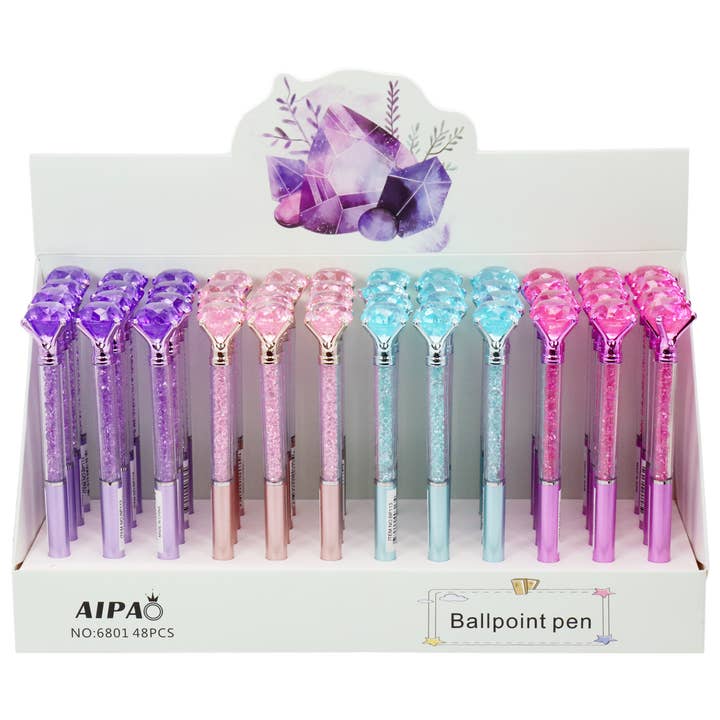 Cap Zone - Wholesale Pen - Bling Diamond Gem Beaded Pen - 48 pcs
