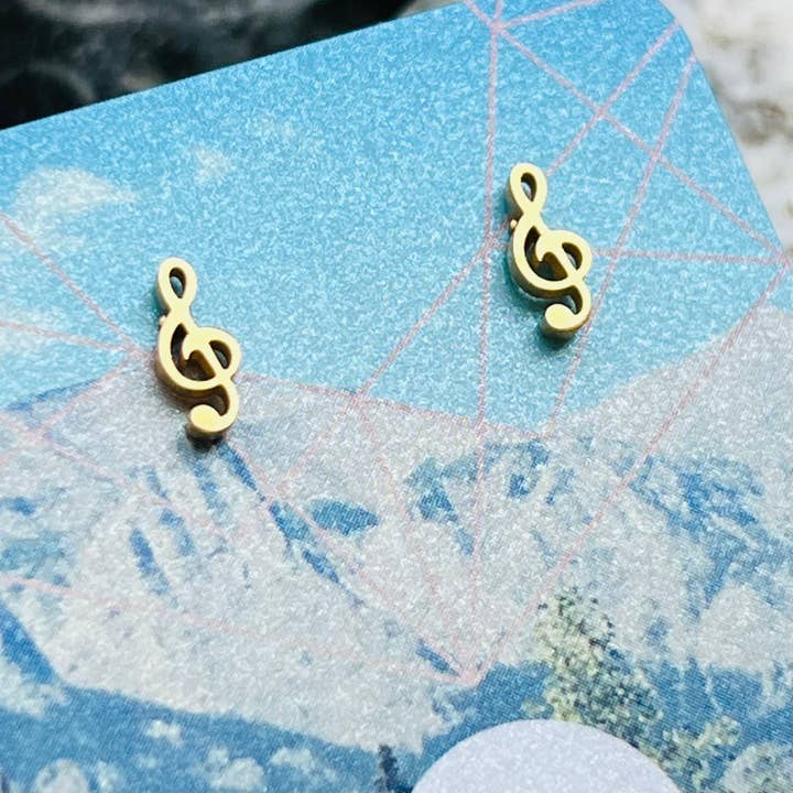 Treble Clef Stud Earrings - 47E for wholesale by Wonderland