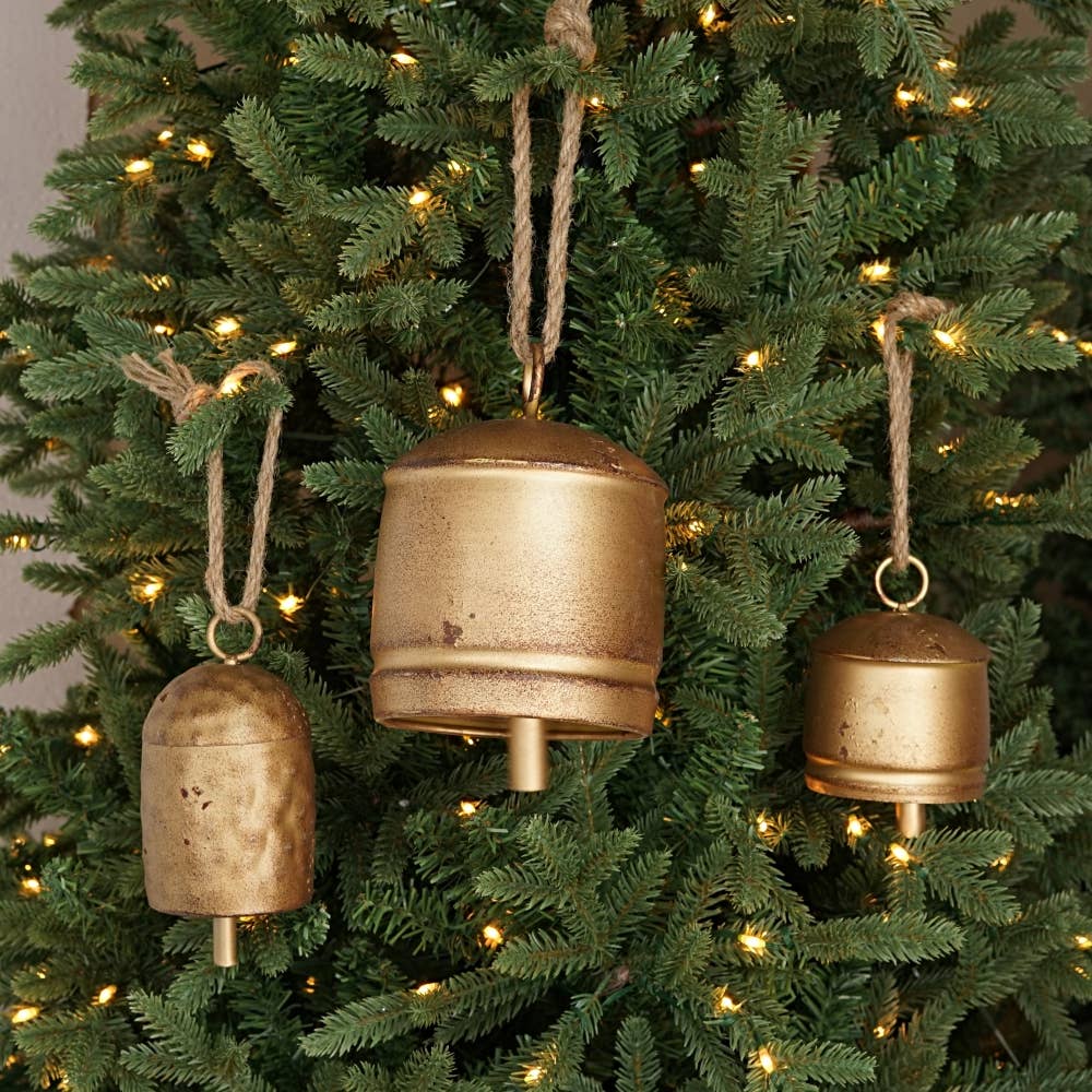 Holiday Depot Inc. - Wholesale Ornament - M32502-Vintage Gold Silo Bell w. jute loop (6.5inH)6