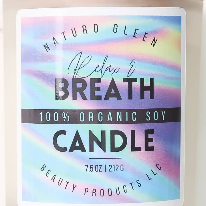 Bougie au soja 100 % biologique - Relax & Breath - Menthe poivrée et eucalyptus pour la vente par Naturo Gleen Beauty Products