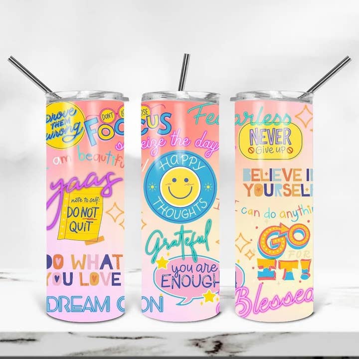 Smile Graphics and Design - Wholesale Insulated Mug/Tumbler - Happy Thoughts Tumbler