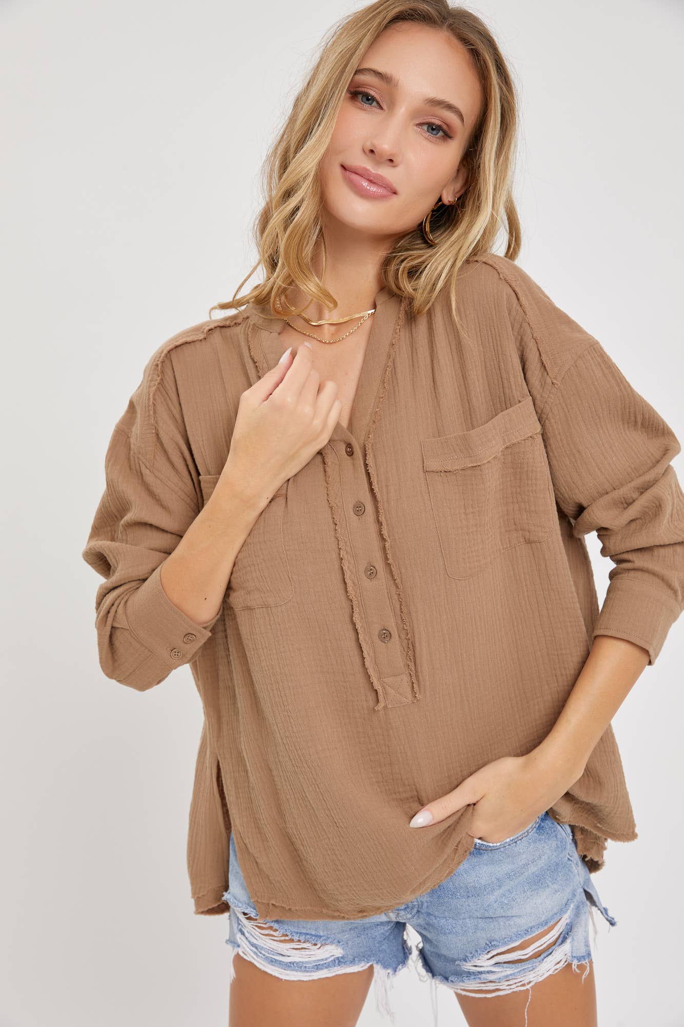 Sweet Lovely by Jen – wholesale Buttoned-down shirt – Women's – SW1507 BUTTON DOWN TOP14
