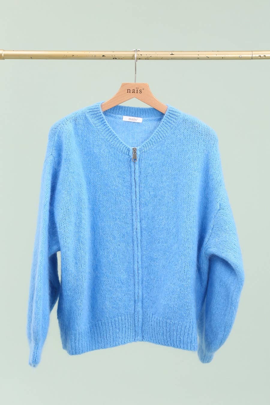 NAÏS PARIS - Vente Cardigan – femme - Cardigan col rond zippé en mohair et laine1