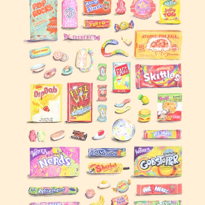 Amy Blue Illustration - Wholesale Art print - 50 Up: Candy2