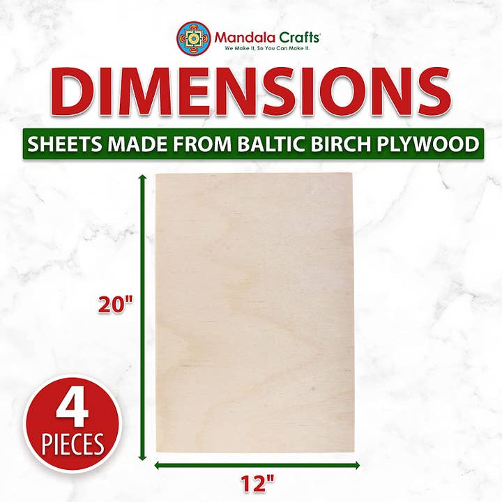 Mandala Crafts - Wholesale Craft Supplies - Baltic Birch Plywood - Wood Sheets Laser Cutting for Wood