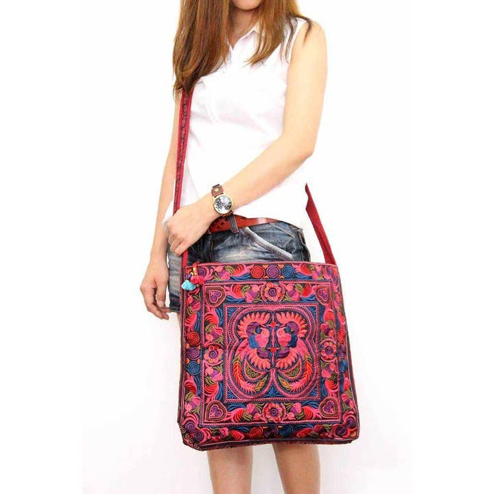 Lumily - Wholesale Crossbody Bag - Women's - Hmong Birds Pompoms Cross-body Bag | Limited Edition - Thail