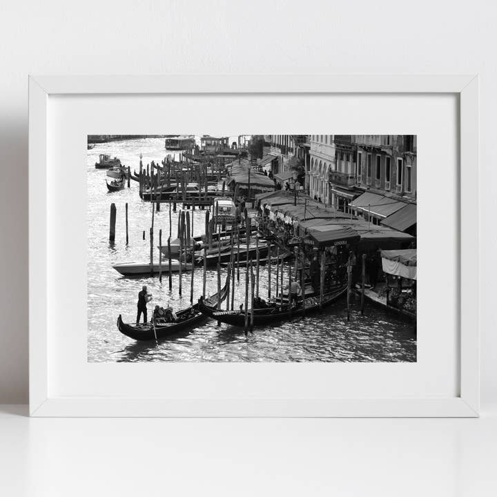 Venice Grand Canal Gondola Black And White Photography Print for wholesale by Mo & Paul Photography