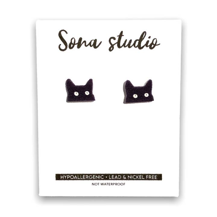 Boucles d'oreilles Creepin Chat Noir pour la vente par Sona Studio